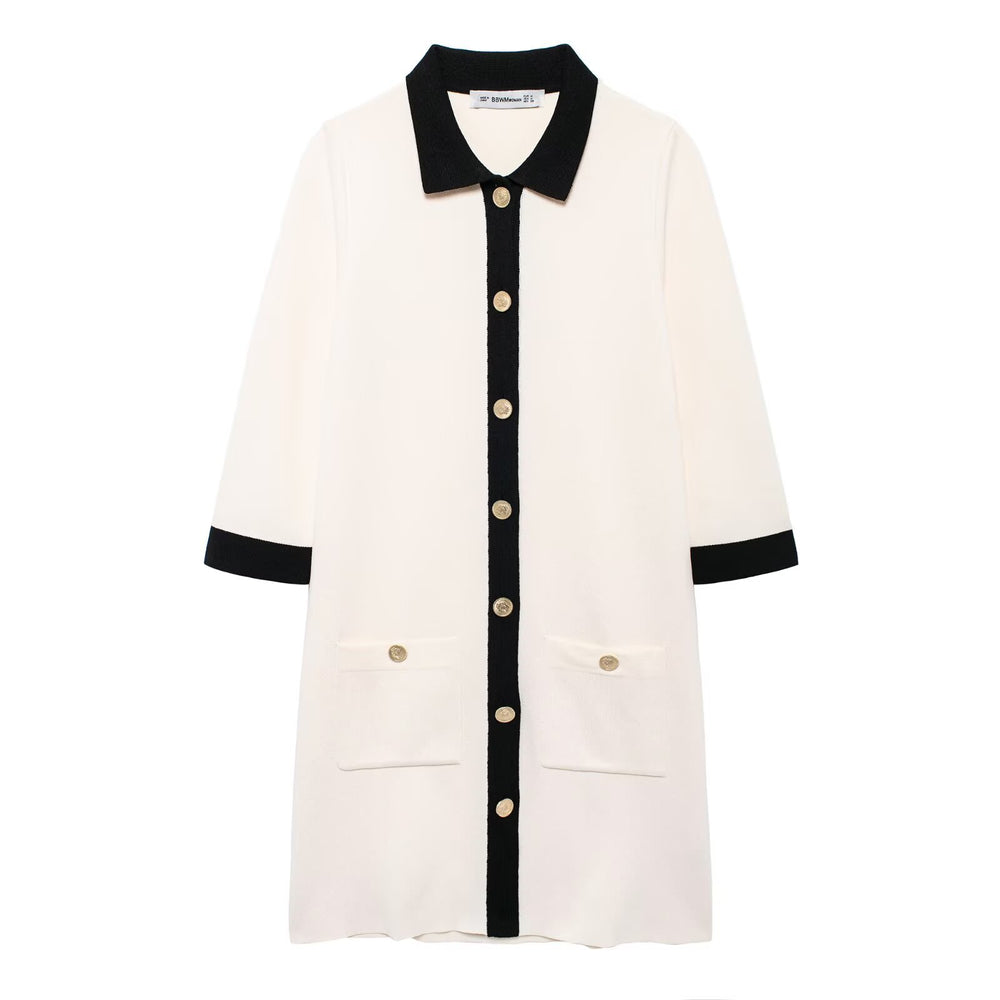 Photo: Women's Contrast Collar Knitted Dress | Seoden London