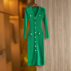 Photo: Women's Button Front Knitted Midi Dress | Seoden London — view 3