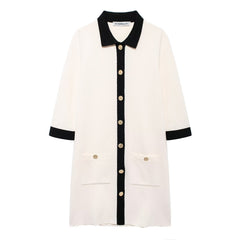 Photo: Women's Contrast Collar Knitted Dress | Seoden London — view 1