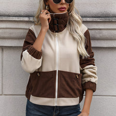 Photo: Women's Colour Block Sherpa Fleece Jacket | Seoden London — view 3