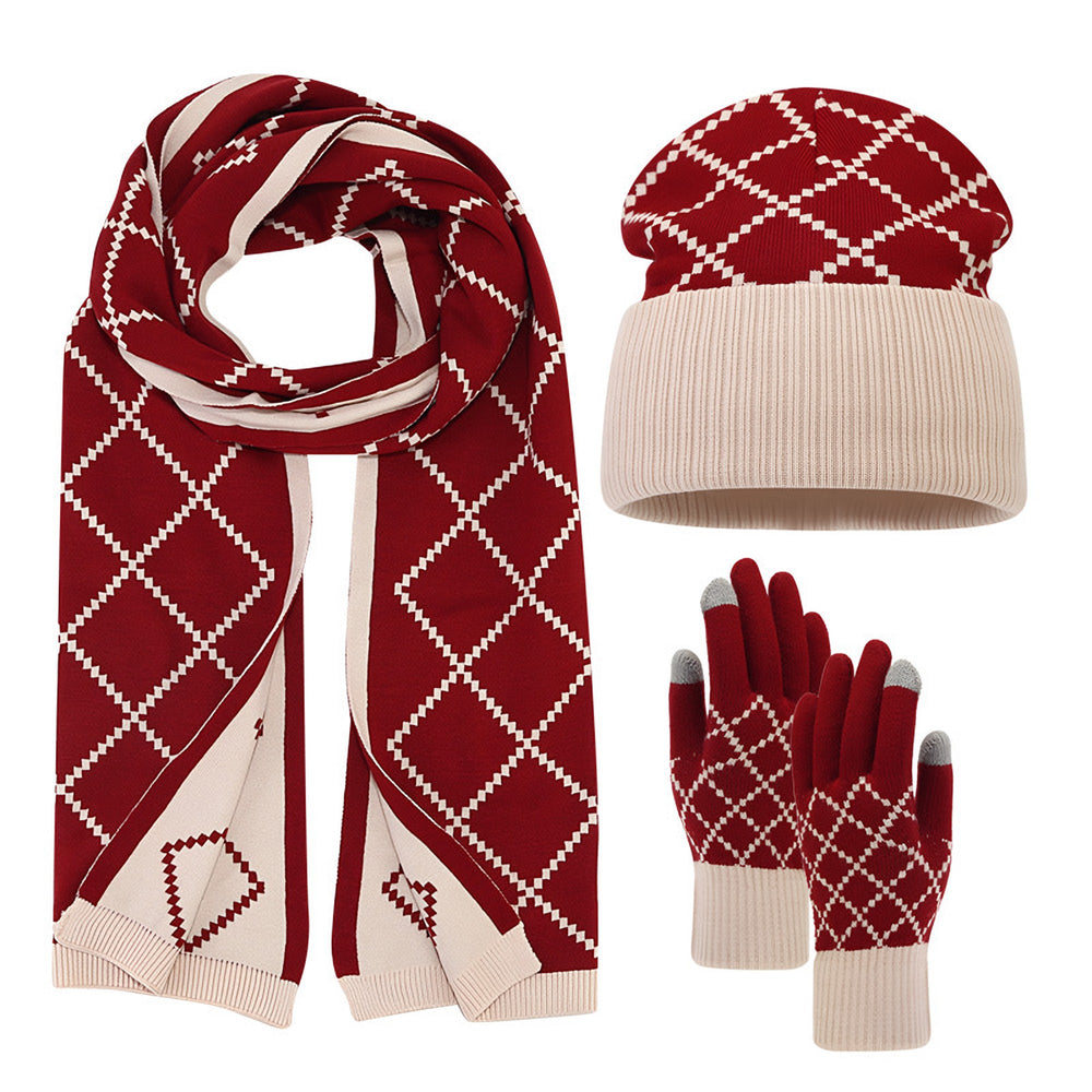 Photo: Nordic Diamond Knit Hat, Scarf and Gloves Set | Seoden London