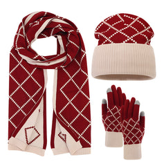 Photo: Nordic Diamond Knit Hat, Scarf and Gloves Set | Seoden London — view 1