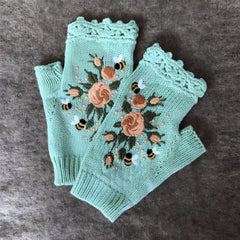 Photo: Honeybee Embroidered Fingerless Gloves | Seoden London — view 8