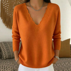 Photo: Women's Soft Wool Blend V-Neck Jumper | Seoden London — view 4
