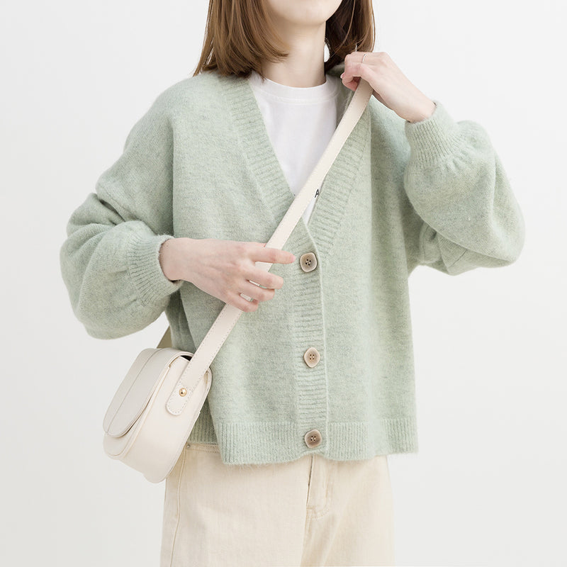 Photo: Florence Lantern-Sleeve Wool-Blend Cardigan | Seoden London