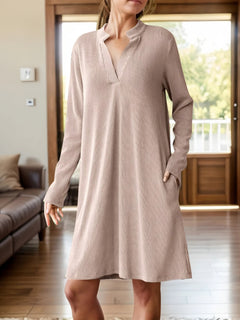 Photo: Women's V Neck Long Sleeve Mini Dress with Pockets | Seoden London — view 14