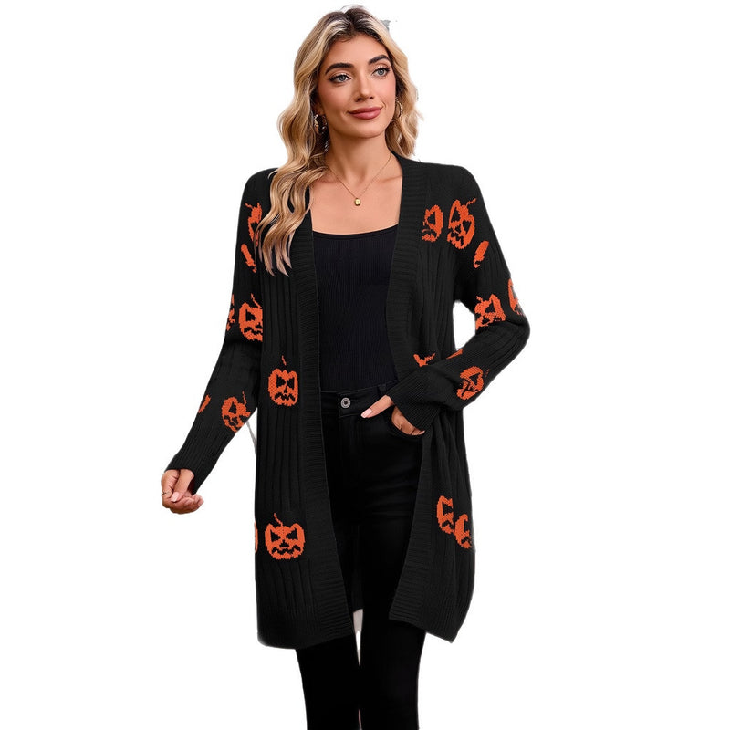 Photo: Transylvania Pumpkin Jacquard Long Cardigan | Seoden London