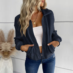 Photo: Women's Collared Sherpa Fleece Jacket | Seoden London — view 9