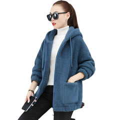 Photo: Women's Hooded Teddy Fleece Zip Jacket | Seoden London — view 5