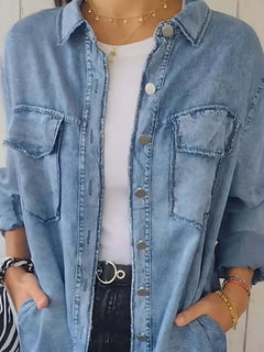 Photo: Women's Plus Size Longline Denim Shirt | Seoden London — view 3