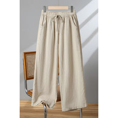 Photo: Women's Plus Size Linen Wide Leg Trousers | Seoden London — view 6