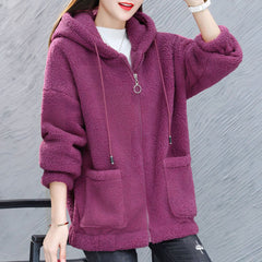 Photo: Women's Hooded Teddy Fleece Zip Jacket | Seoden London — view 1