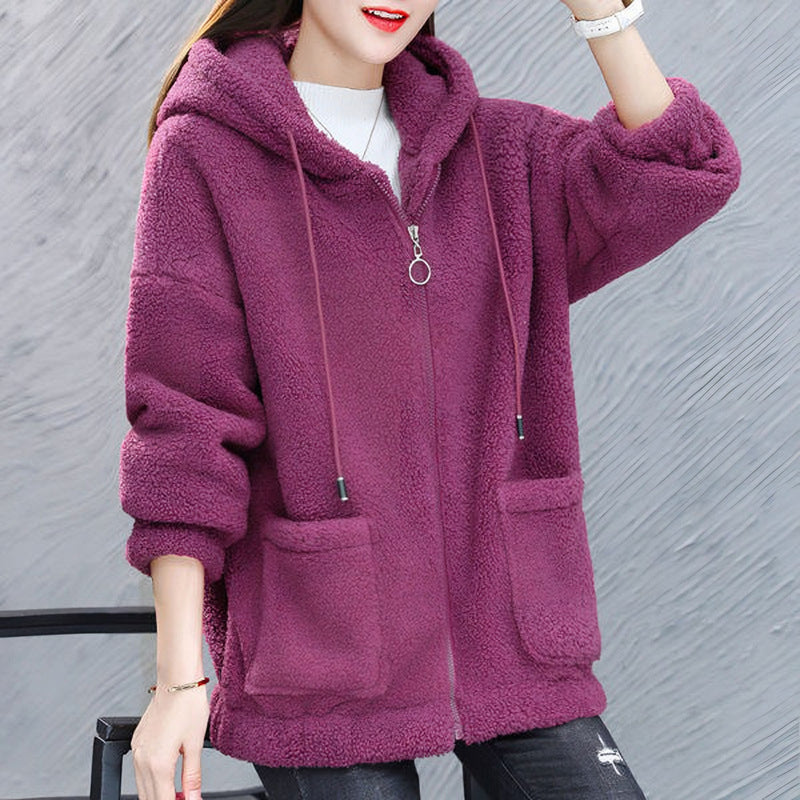 Photo: Women's Hooded Teddy Fleece Zip Jacket | Seoden London