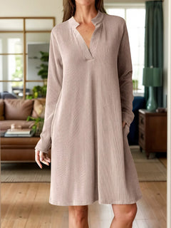 Photo: Women's V Neck Long Sleeve Mini Dress with Pockets | Seoden London — view 13