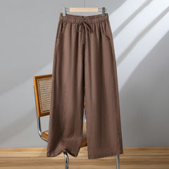 Photo: Women's Plus Size Linen Wide Leg Trousers | Seoden London — view 8