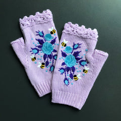 Photo: Honeybee Embroidered Fingerless Gloves | Seoden London — view 4