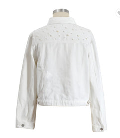 Photo: Women's Plus Size Pearl Embellished Denim Jacket | Seoden London — view 3