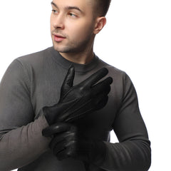 Photo: Regent Leather-Look Wool-Lined Gloves | Seoden London — view 2