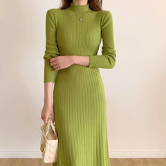 Photo: Women's Ribbed Knit Midi Dress with Long Sleeves | Seoden London — view 3