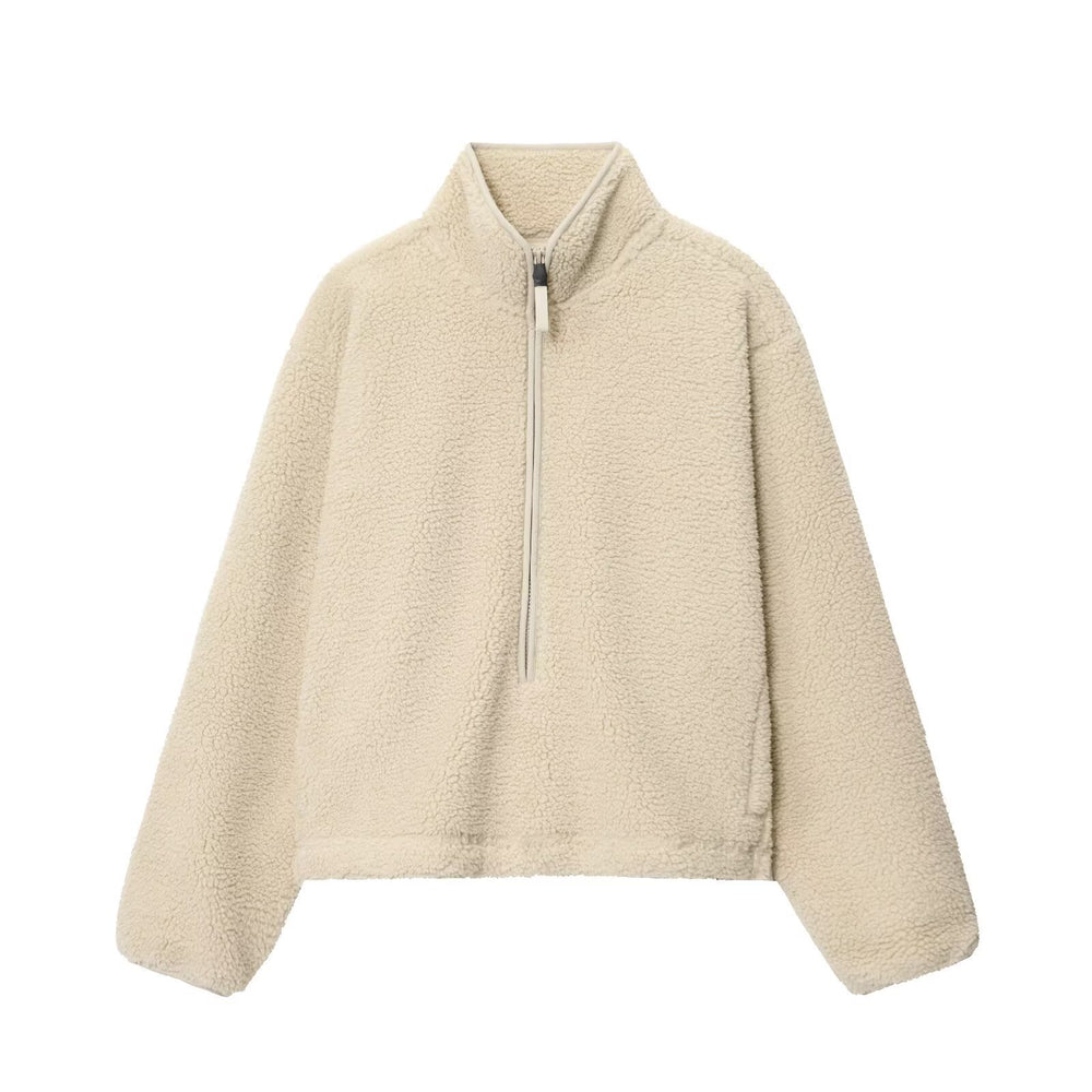 Photo: Women's Teddy Fleece Half Zip Sweatshirt | Seoden London