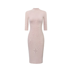Photo: Women's Black Ribbed Knit Midi Dress | Seoden London — view 7