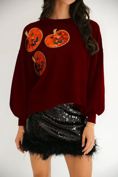 Photo: Greta Pumpkin Sequin Sweatshirt | Seoden London — view 8