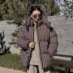 Photo: Brighton Striped Hooded Puffer Coat | Seoden London — view 2