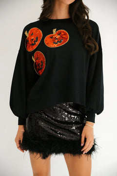 Photo: Greta Pumpkin Sequin Sweatshirt | Seoden London — view 6