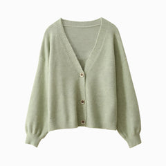 Photo: Florence Lantern-Sleeve Wool-Blend Cardigan | Seoden London — view 3