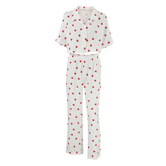 Photo: Women's Heart Print Cotton Pyjamas | Seoden London — view 5