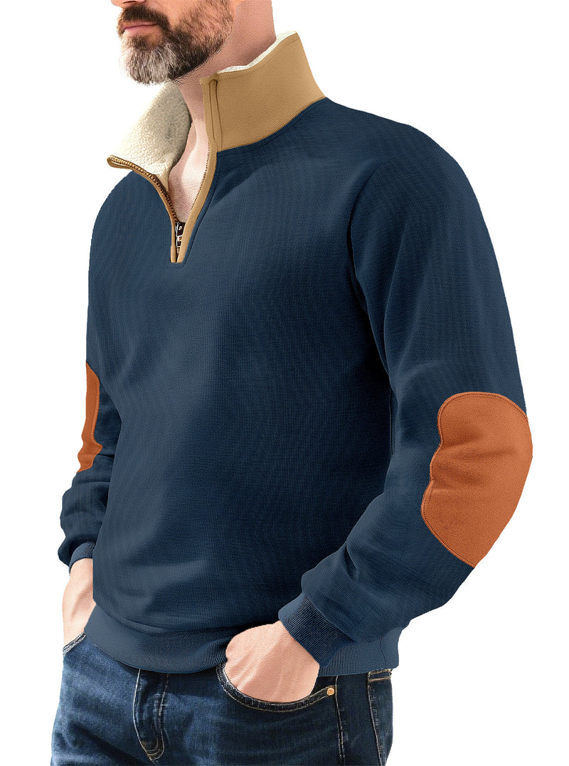 Photo: Suede-Patch Half-Zip Pullover | Seoden London