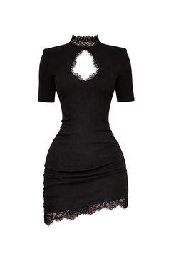Photo: Sorrento Black Lace Cut-Out Mini Dress | Seoden London — view 6