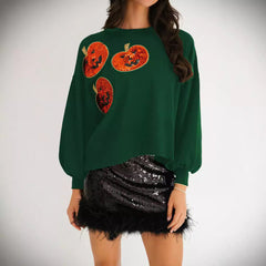 Photo: Greta Pumpkin Sequin Sweatshirt | Seoden London — view 4