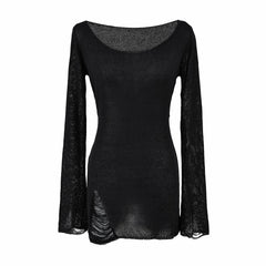 Photo: Aurelia Distressed Fine-Knit Long Top | Seoden London — view 8