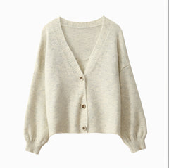 Photo: Florence Lantern-Sleeve Wool-Blend Cardigan | Seoden London — view 8