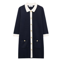 Photo: Women's Contrast Collar Knitted Dress | Seoden London — view 6