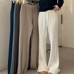 Photo: Lana Ribbed Knit Wide-Leg Trousers | Seoden London — view 5