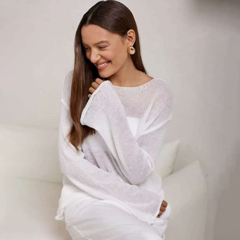 Photo: Fiorella Flare-Sleeve Open-Knit Top | Seoden London