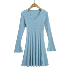 Photo: Women's V Neck Knitted Skater Dress | Seoden London — view 5