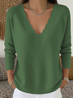 Photo: Women's Soft Wool Blend V-Neck Jumper | Seoden London — view 10