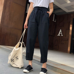 Photo: Emilia Belted Cotton Harem Trousers | Seoden London — view 7