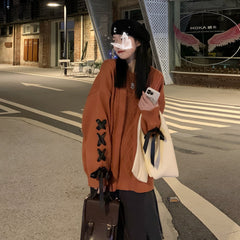 Photo: Women's Cotton Crew Neck Jumper with Tie Detail | Seoden London — view 2