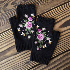 Photo: Honeybee Embroidered Fingerless Gloves | Seoden London — view 9