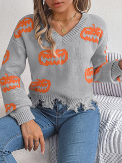 Photo: Pumpkin Patch Distressed V-Neck Jumper | Seoden London — view 6