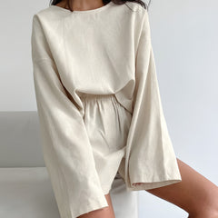 Photo: Women's Cotton Linen Shorts Pyjama Set | Seoden London — view 2