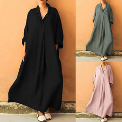 Photo: Women's Plus Size Linen Maxi Shirt Dress | Seoden London — view 2