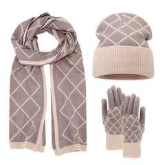 Photo: Nordic Diamond Knit Hat, Scarf and Gloves Set | Seoden London — view 4