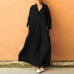 Photo: Women's Plus Size Linen Maxi Shirt Dress | Seoden London — view 3
