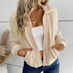 Photo: Women's Collared Sherpa Fleece Jacket | Seoden London — view 6