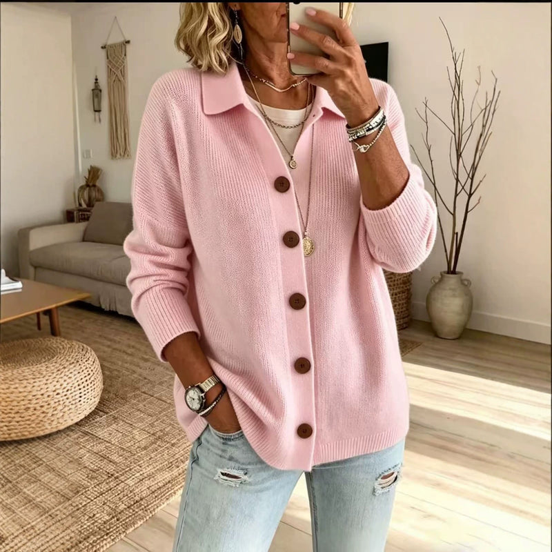 Photo: Women's Wool Button Cardigan with Collar | Seoden London
